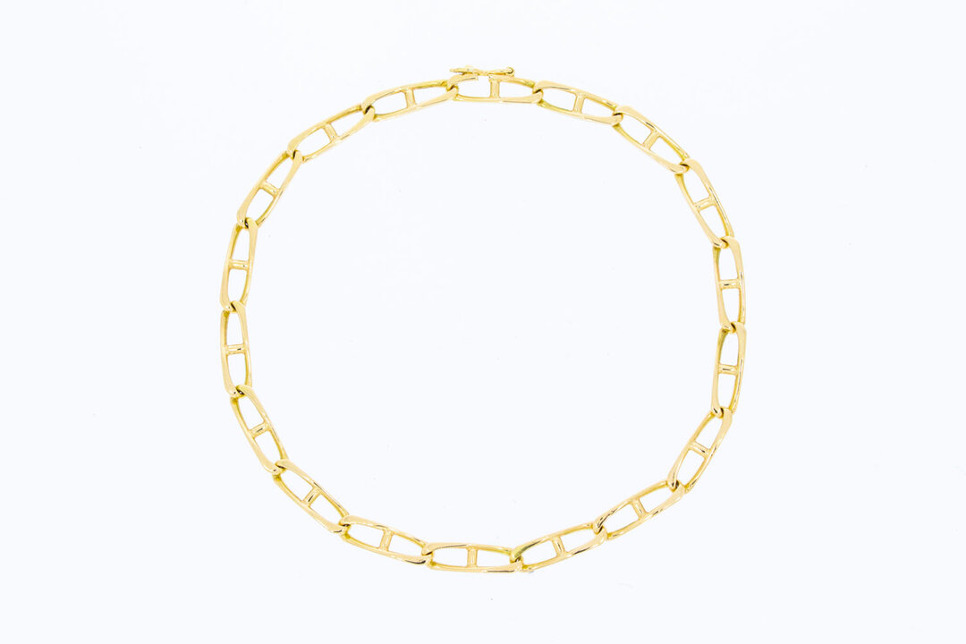 18 Karaat geel gouden Anker armband - 23 cm