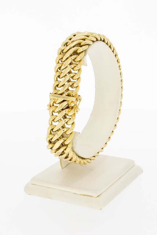 14 Karaat gevlochten brede gouden armband - 20,7 cm