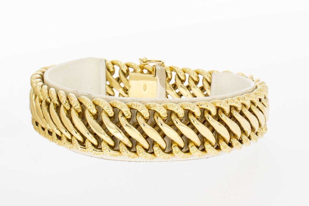 14 Karaat gevlochten brede gouden armband - 20,7 cm
