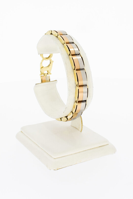 14 Karaat bicolor gouden Plaatjes armband - 19,2 cm