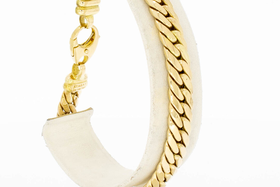 14 Karaat gewalste gouden Gourmet armband - 22 cm