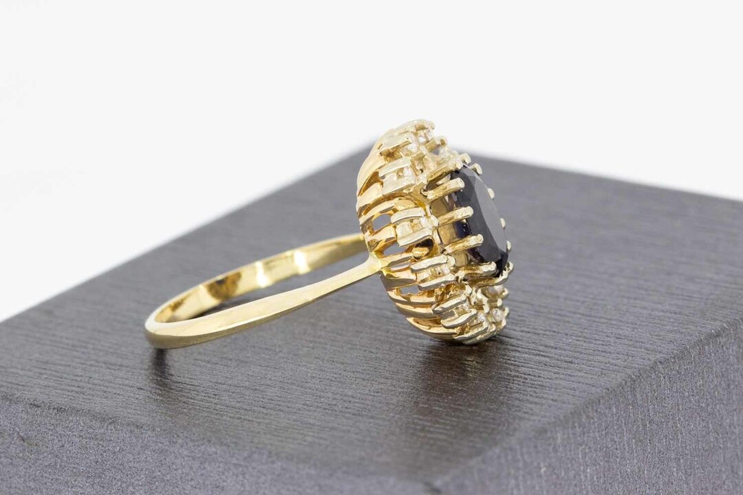 14 Karaat gouden Rozet ring met Saffier - 17,5 mm