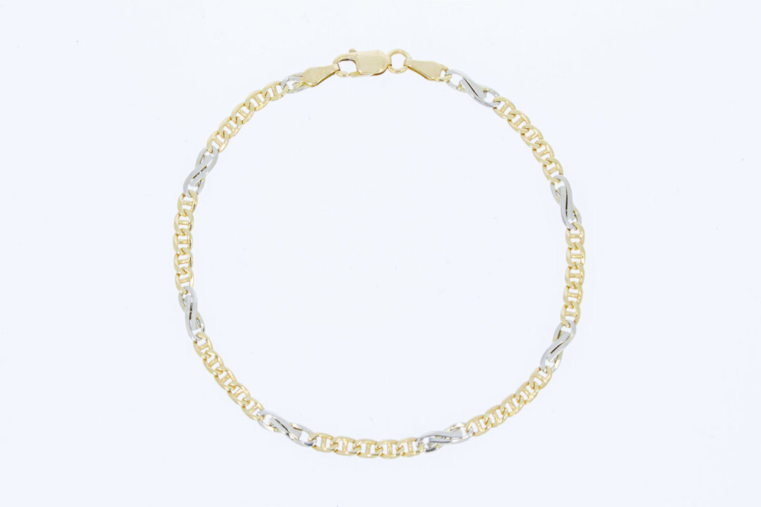 14 Karaat gouden Anker Infinity schakelarmband - 19,8 cm