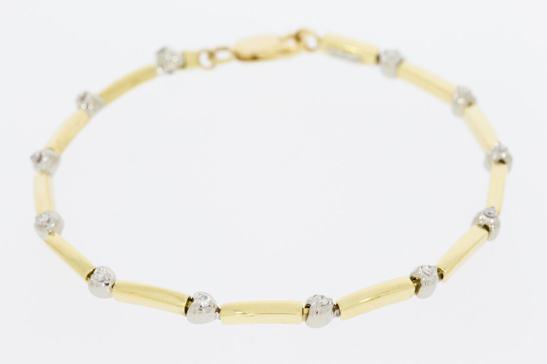 18 Karaat bicolor gouden Tennis armband met Diamant-19 cm