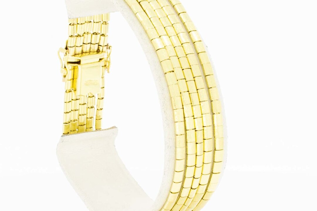 18 Karaat gouden 5 rij-ige Staafjes armband - 19,7 cm