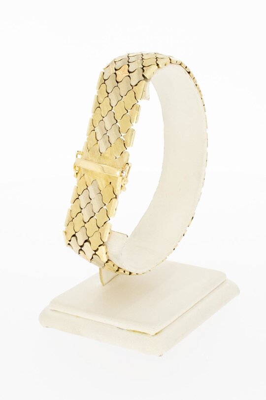 14 Karaat gouden gefigureerde brede armband - 21 cm