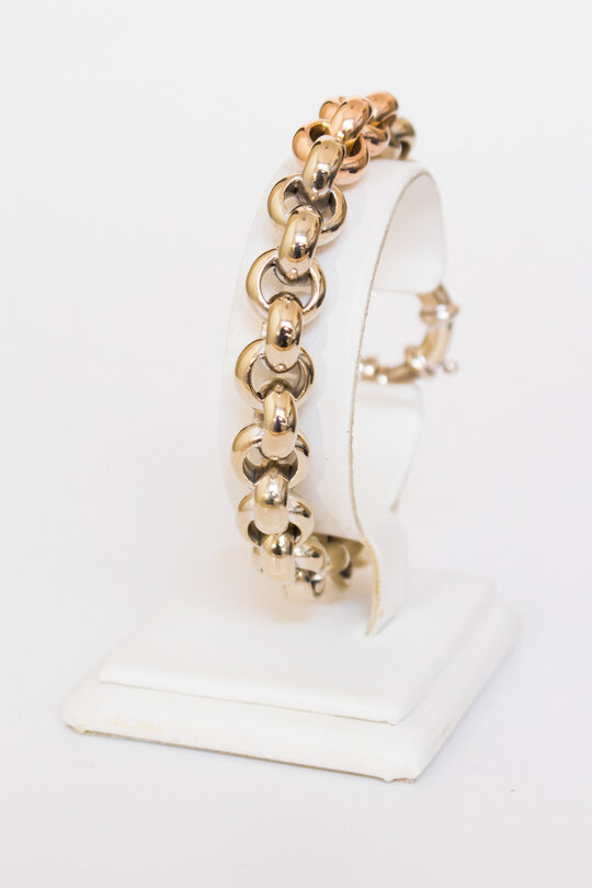 14 Karaat bicolor gouden Jasseron slotarmband - 20 cm