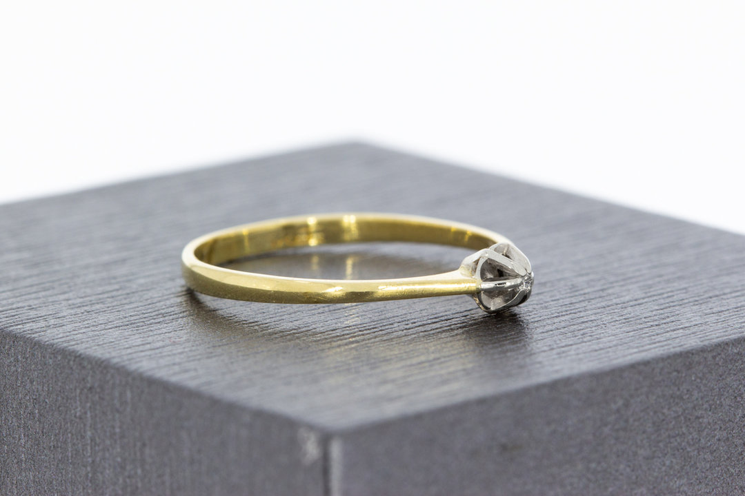 14 karaat bicolor gouden Solitair ring gezet Diamant- 16 mm