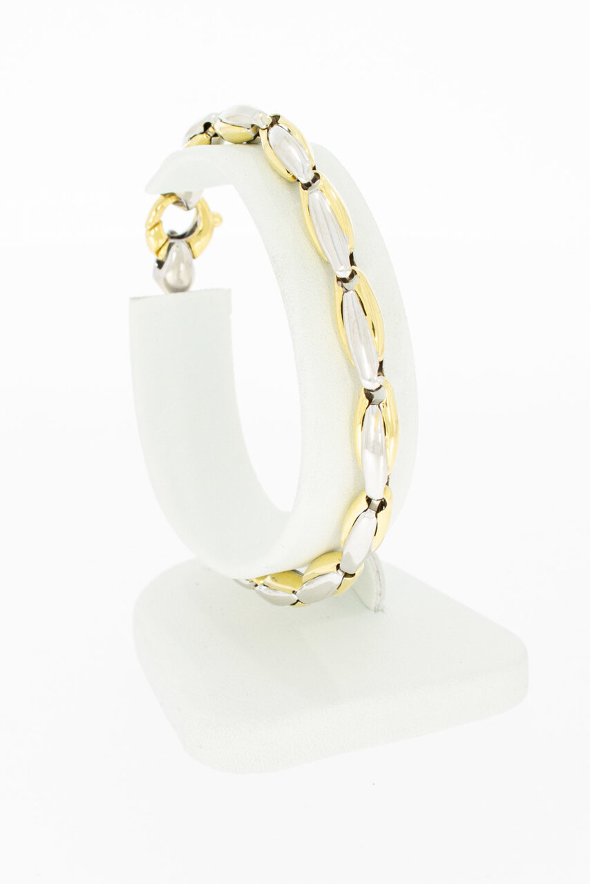 18 Karaat bicolor gouden fantasie armband - 19,4 cm