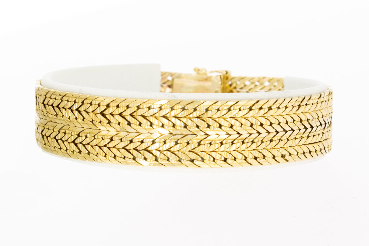 14 Karaat gouden brede gevlochten armband - 18,5 cm