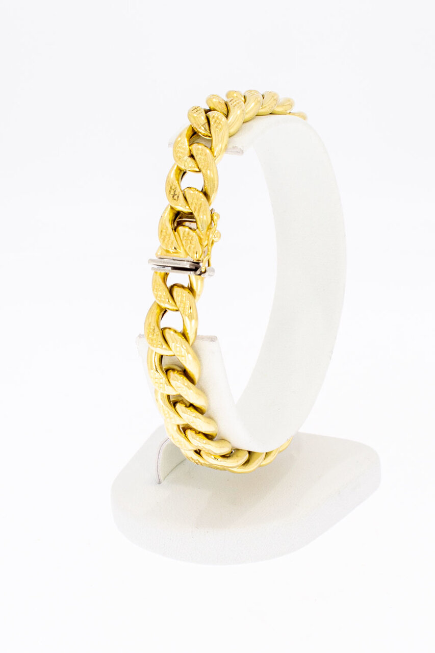 18 Karaat gouden gefigureerde Gourmet armband-19,5 cm