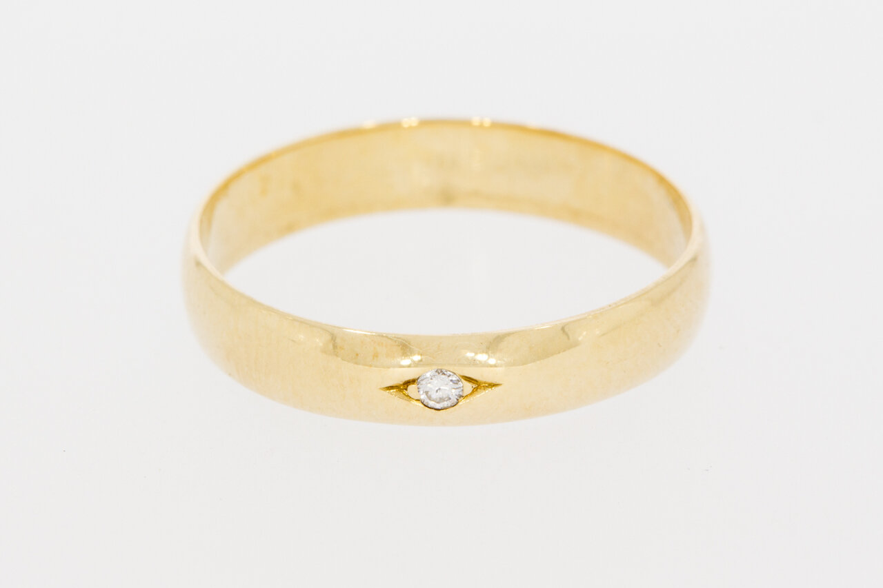 14 Karaat gouden Solitair ring met Diamant - 18,5 mm