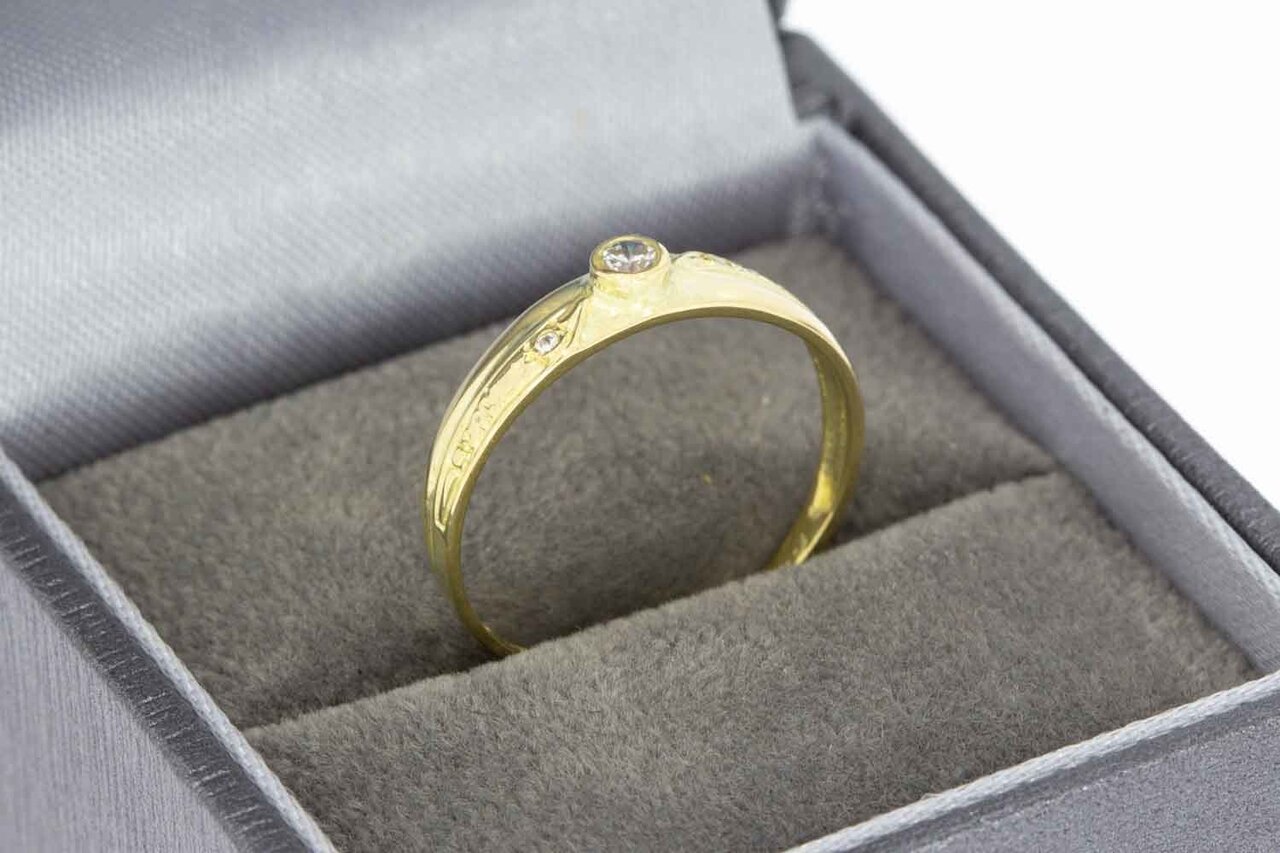 14 Karaat gouden Solitair ring met Zirkonia - 17,7 mm