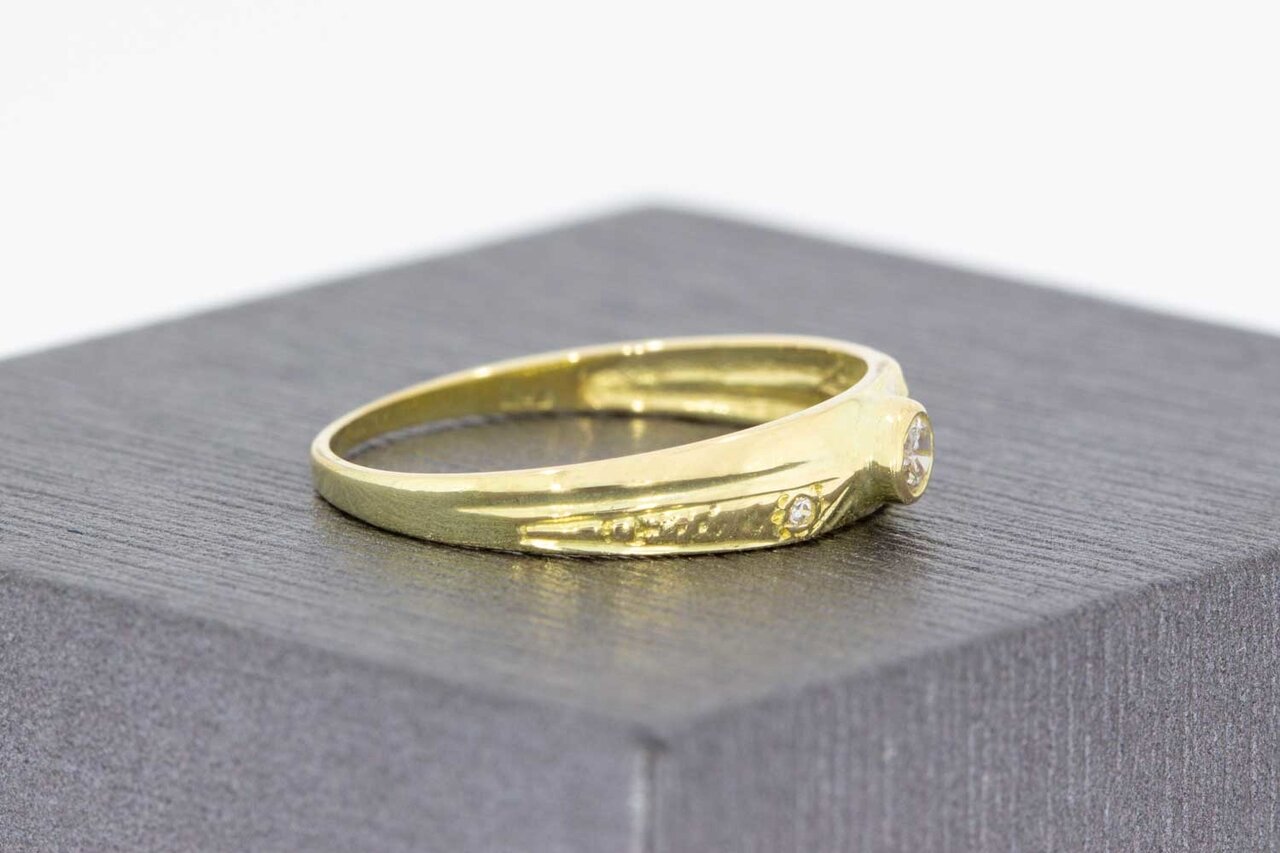 14 Karaat gouden Solitair ring met Zirkonia - 17,7 mm
