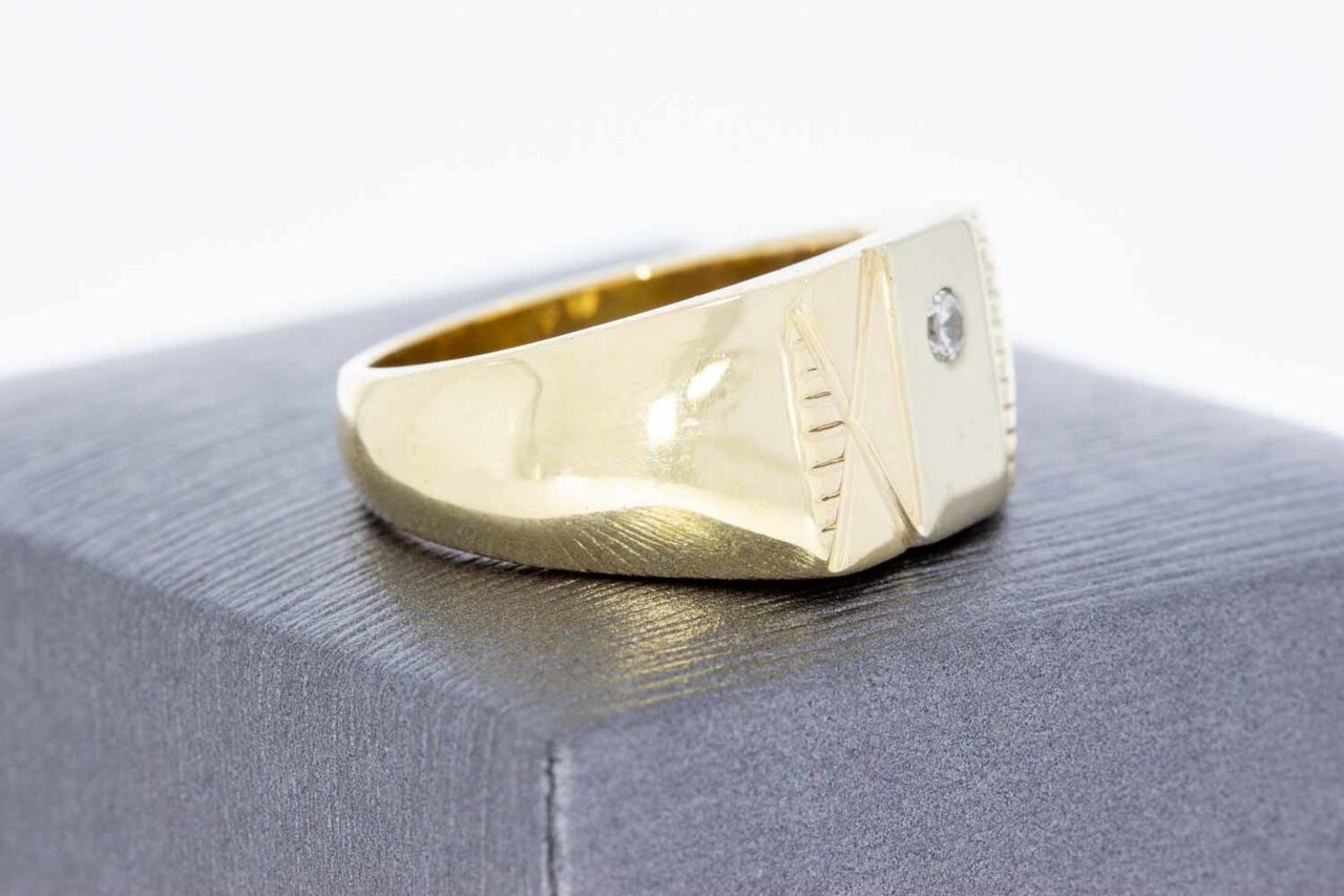 14 karaat gouden Statement ring met Zirkonia - 18,9 mm