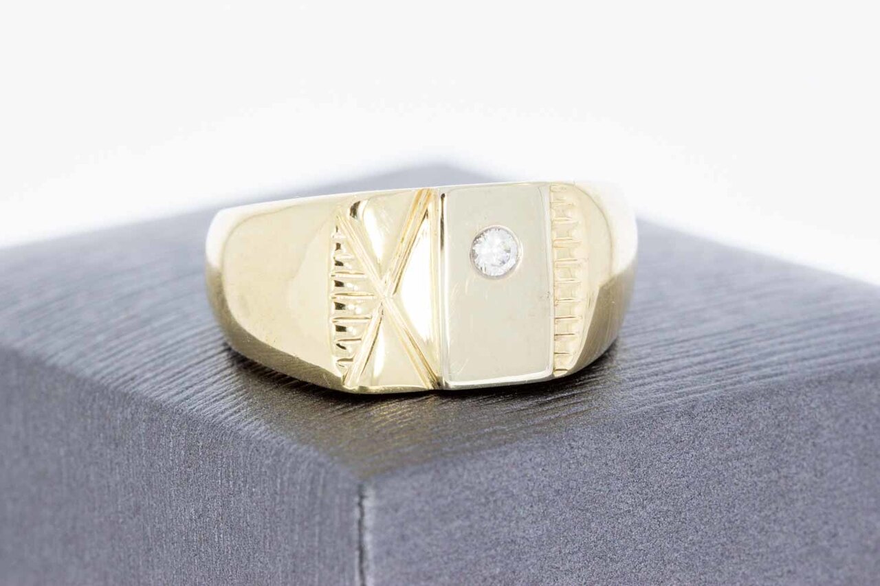 14 karaat gouden Statement ring met Zirkonia - 18,9 mm