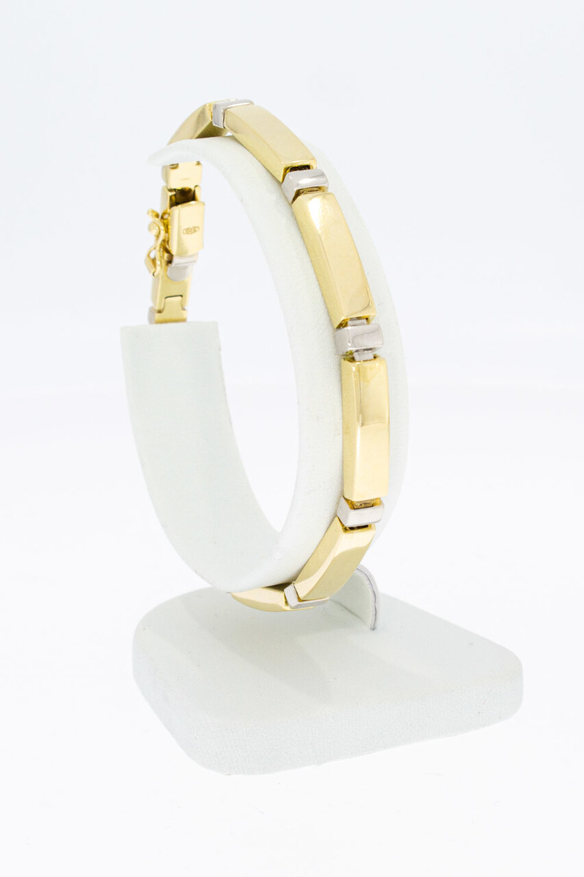 14 karaat bicolor gouden Staafjes armband - 19,3 cm
