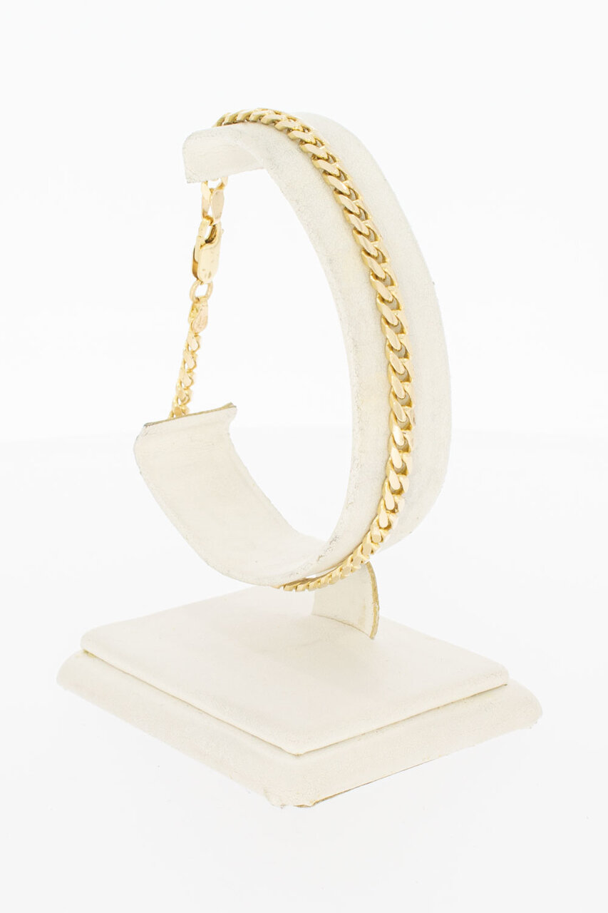 14 Karaat gouden gewalste Gourmet schakel armband - 21 cm