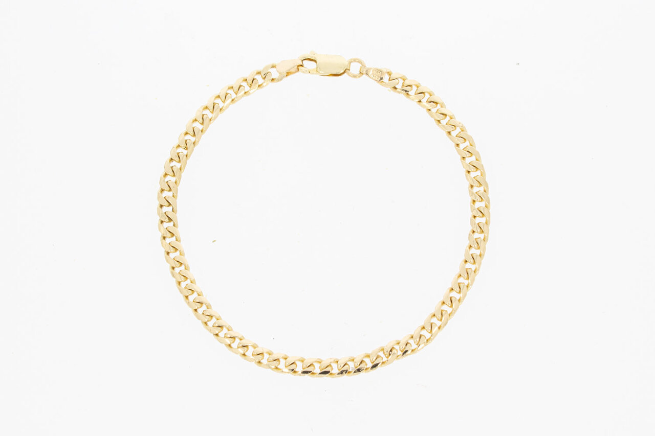 14 Karaat gouden gewalste Gourmet schakel armband - 21 cm