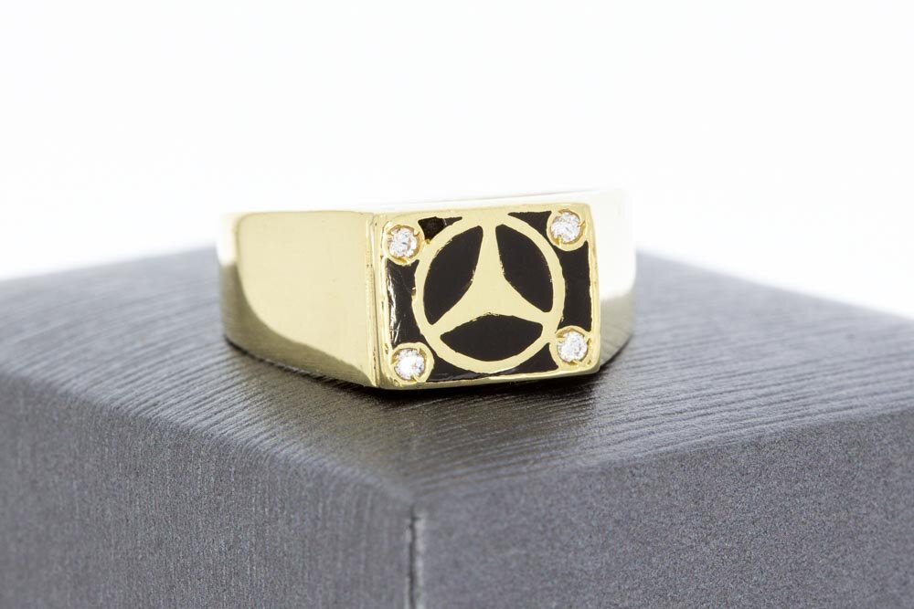 14 Karaat gouden Statement ring met Mercedes logo - 19,4