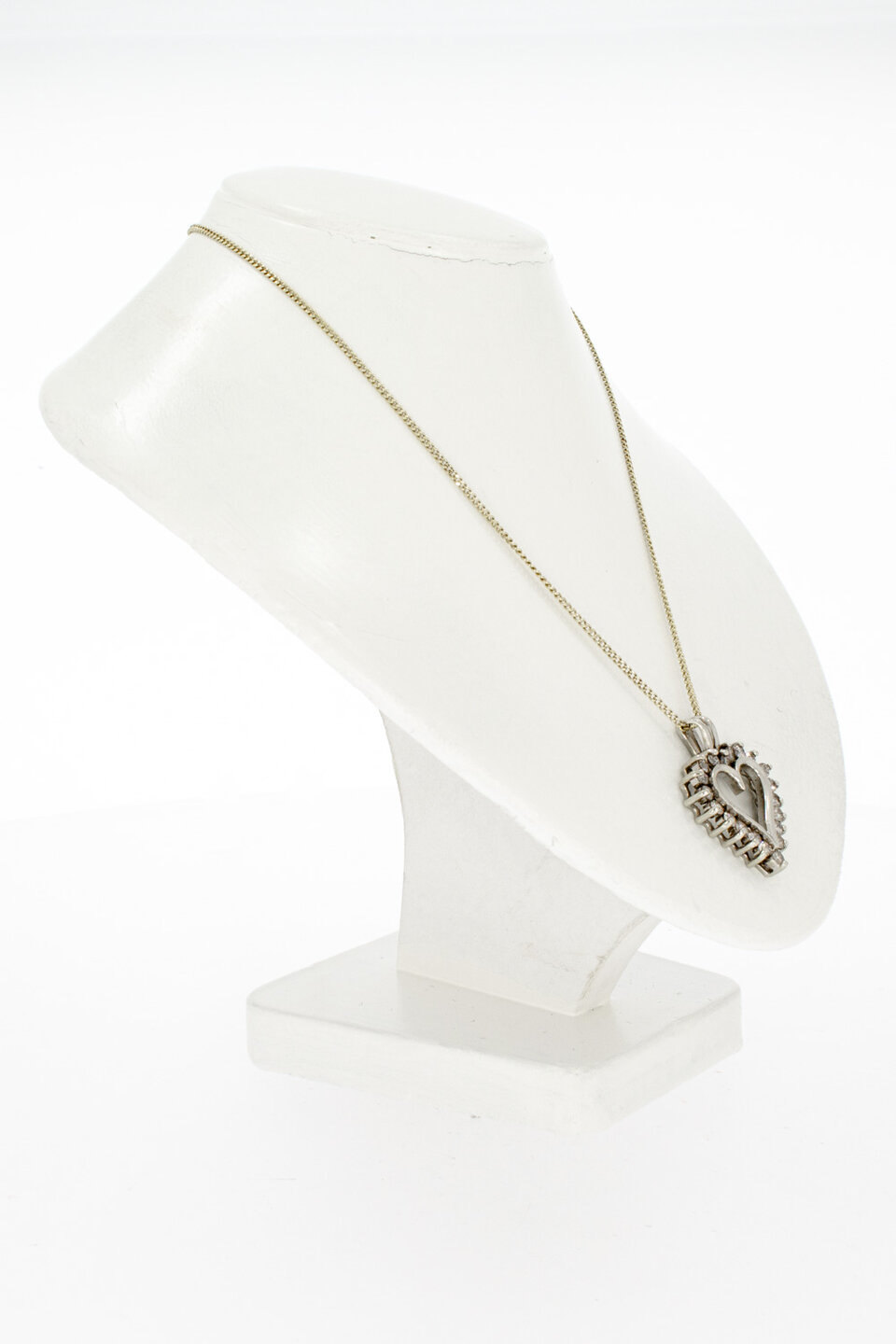 14 karaat gouden hartjes Diamant hanger - 24,7 mm