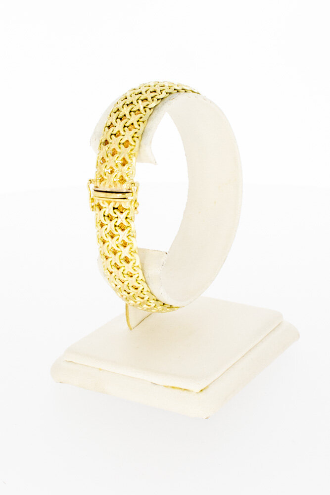Gevlochten 14 Karaat gouden armband - 19 cm