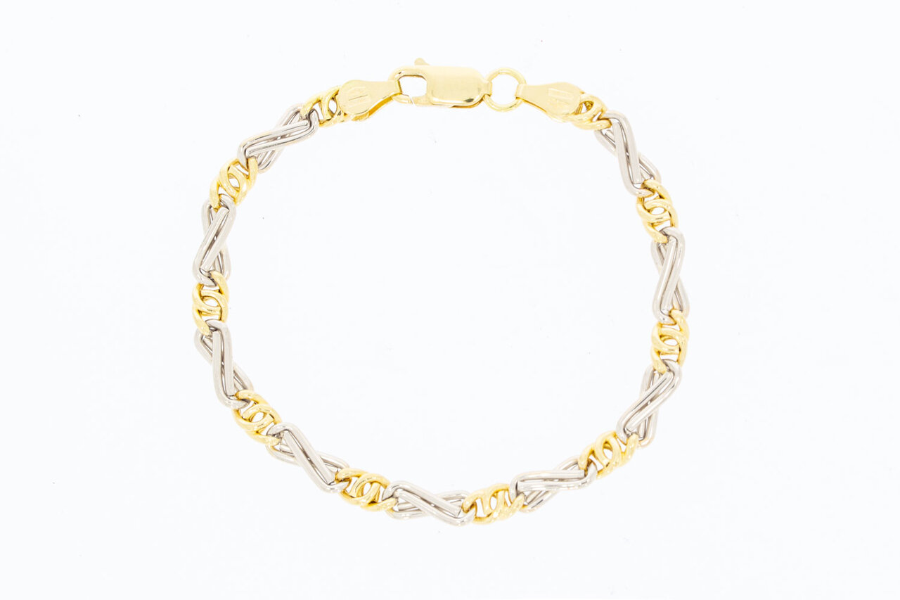 18 Karaat bicolor gouden Valkoog Infinity armband - 15,6 cm