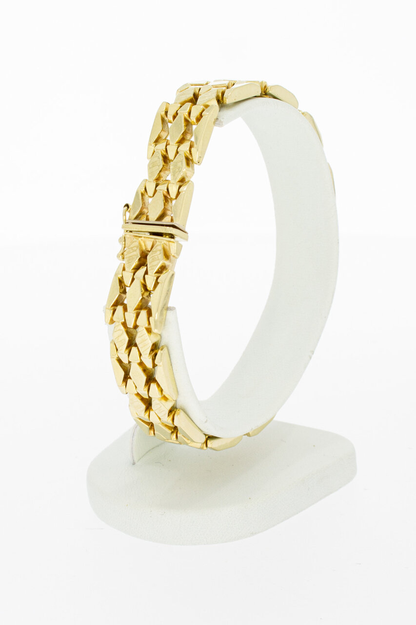 14 Karaat gouden brede Fantasie armband - 19,4 cm