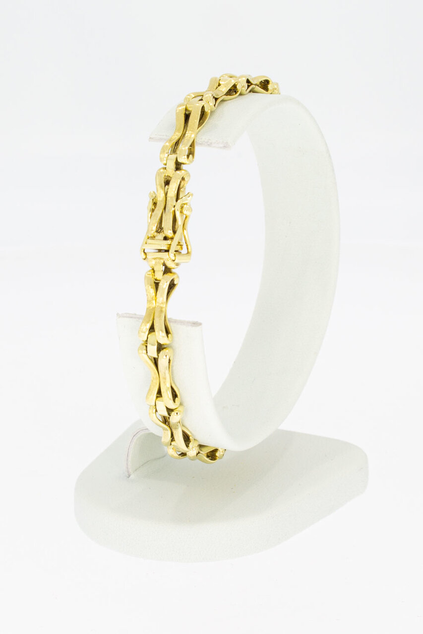 14 Karaat gouden Fantasie schakelarmband - 19,1 cm