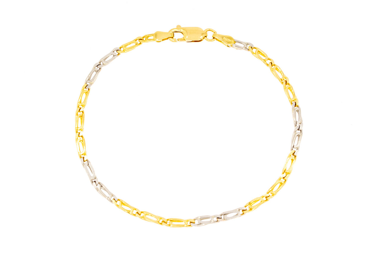 18 Karaat bicolor gouden Valkoog armband - 18,9 cm