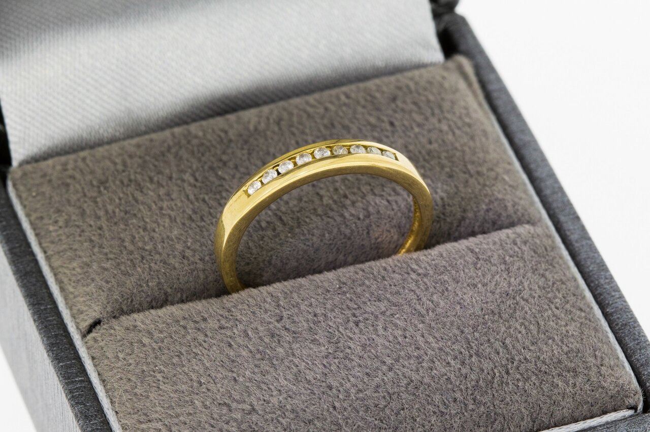 18 Karaat geel gouden Diamant Rijring - 15,7 mm