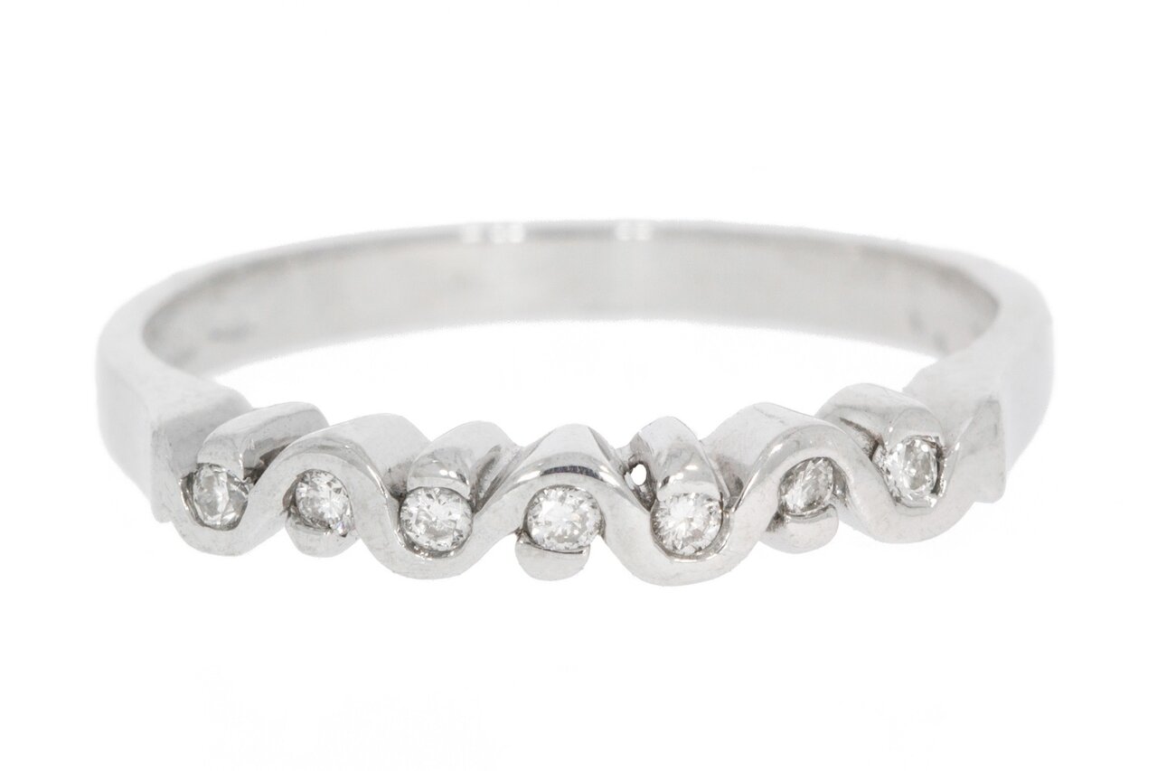18 Karaat witgouden Ring gezet met briljant geslepen Diamant