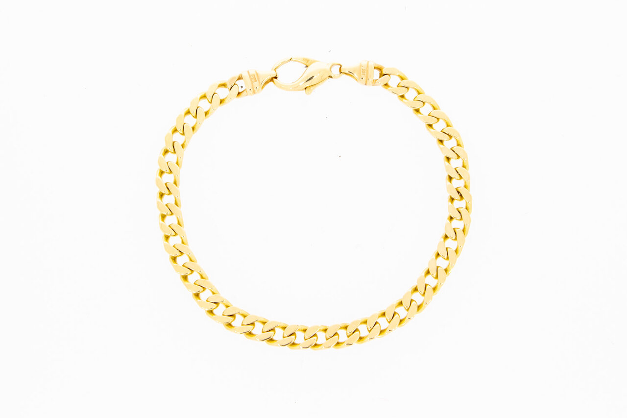 14 Karaat gouden gewalste en geslepen Gourmet armband 20 cm