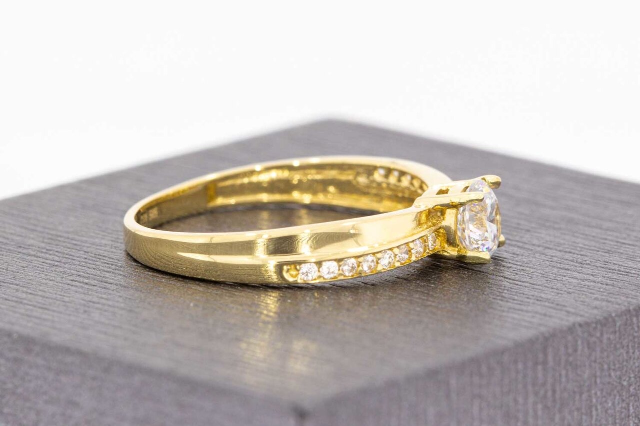 vergroting Beangstigend Citroen 14 Karaat gouden ring met Zirkonia - 18,1 mm
