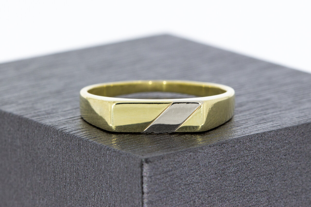 14 karaat gouden Statement ring met bicolor Zegelbed- 18,2