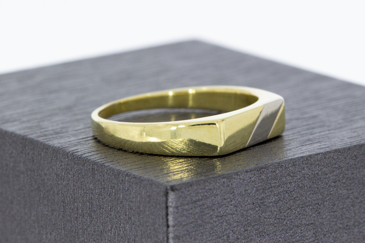 14 karaat gouden Statement ring met bicolor Zegelbed- 18,2