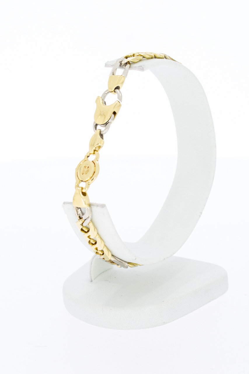 18 Karaat bicolor gouden Gourmet armband - 20,2 cm