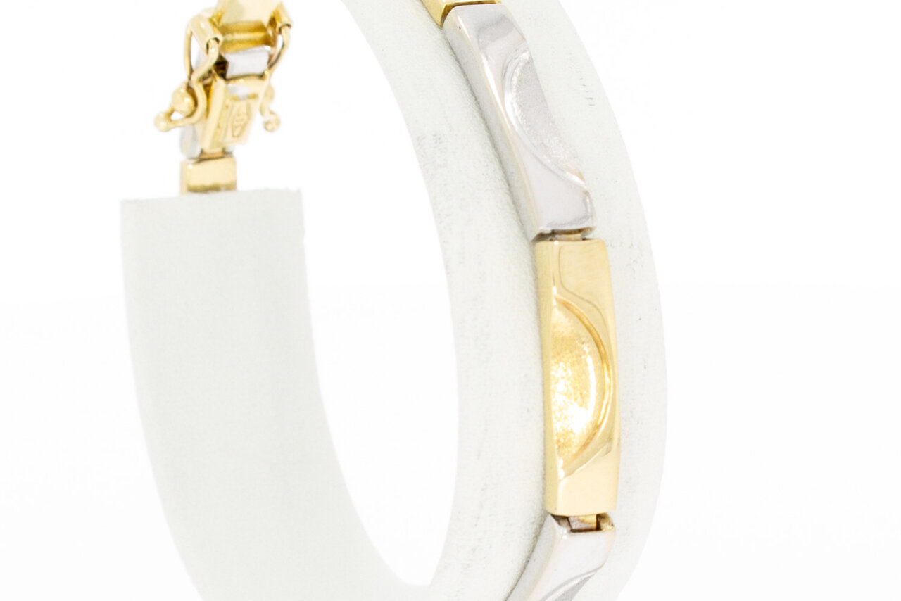 14 Karaat bicolor gouden Staafjes armband - 18 cm