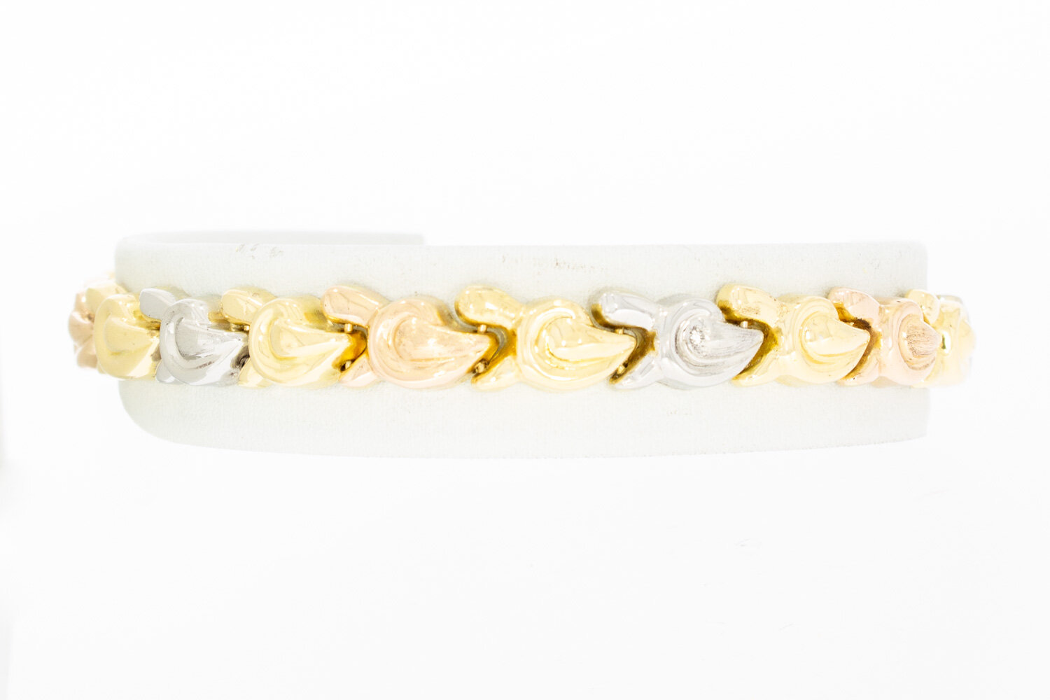 18 Karaat tricolor gouden fantasie armband - 19,9 cm