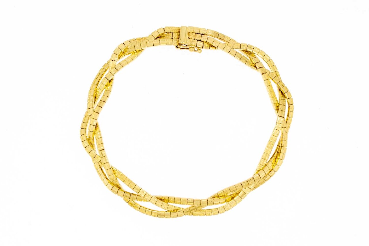 14 Karaat gouden gevlochten Cube armband - 19,7 cm