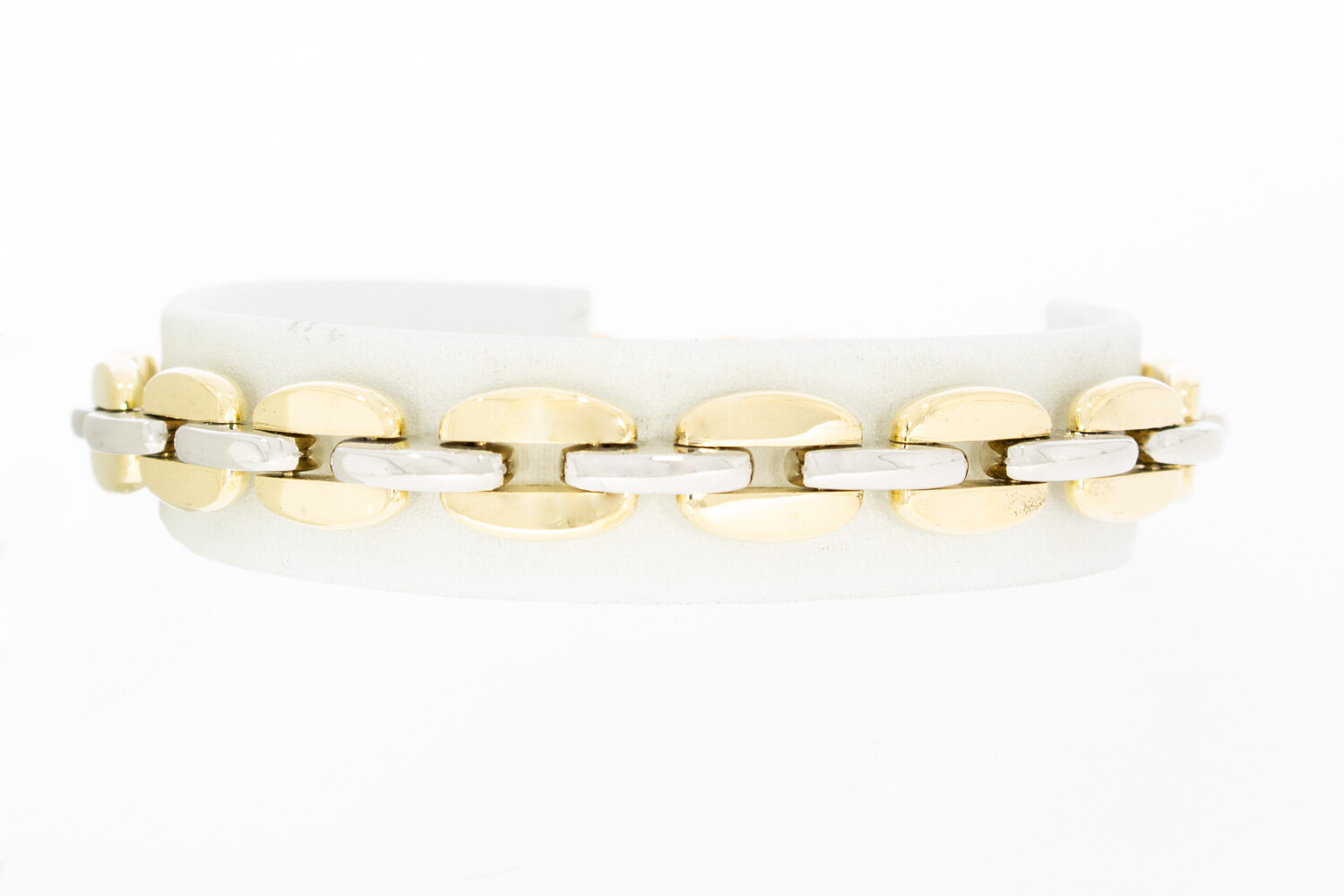 18 Karaat bicolor gouden Ankerarmband - 20,4 cm