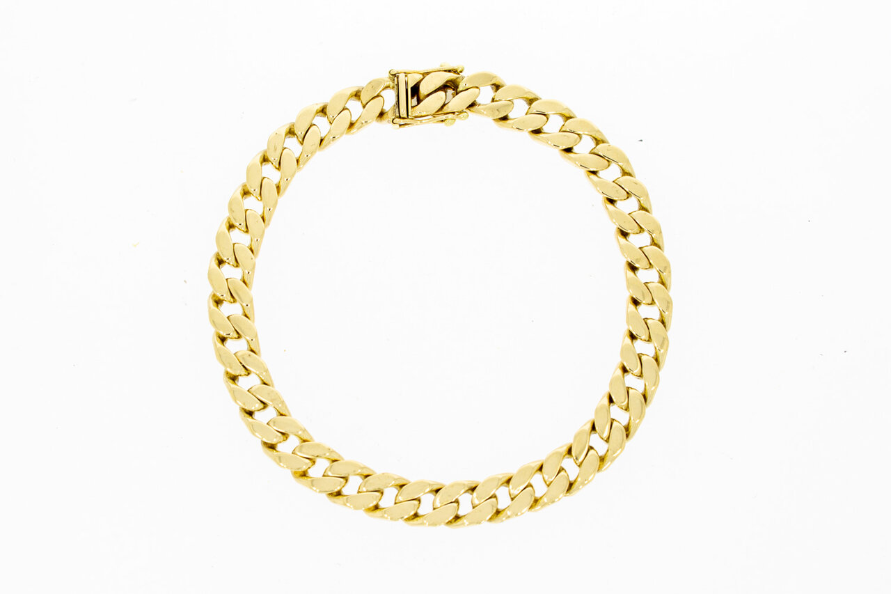 14 Karaat gouden gewalste Gourmet armband - 21,9 cm