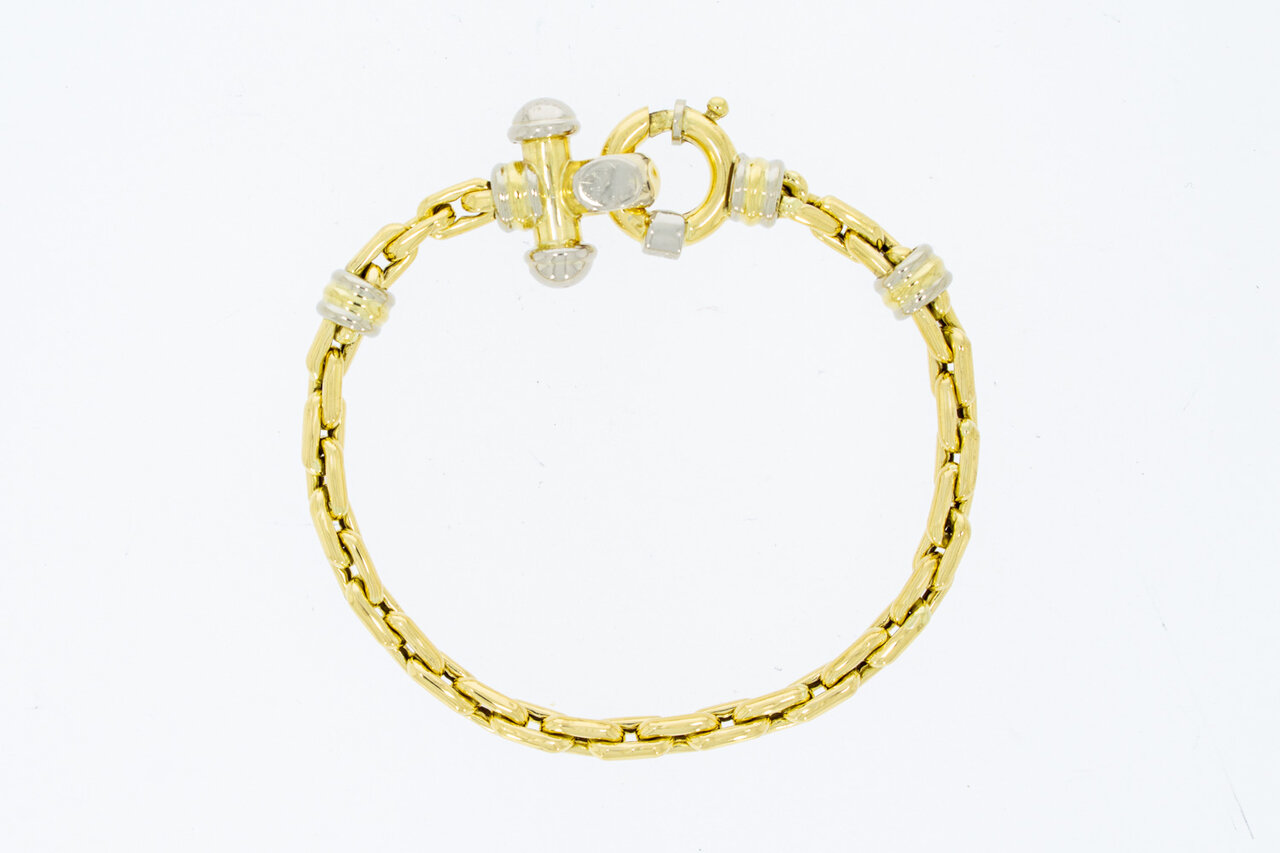 18 Karaat bicolor gouden Ankerarmband - 21,1 cm