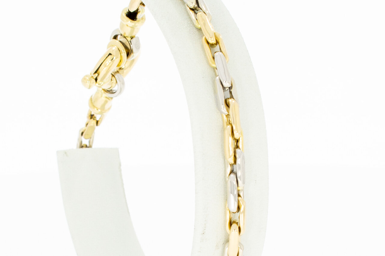 18 Karaat bicolor gouden Anker armband - 22,2 cm