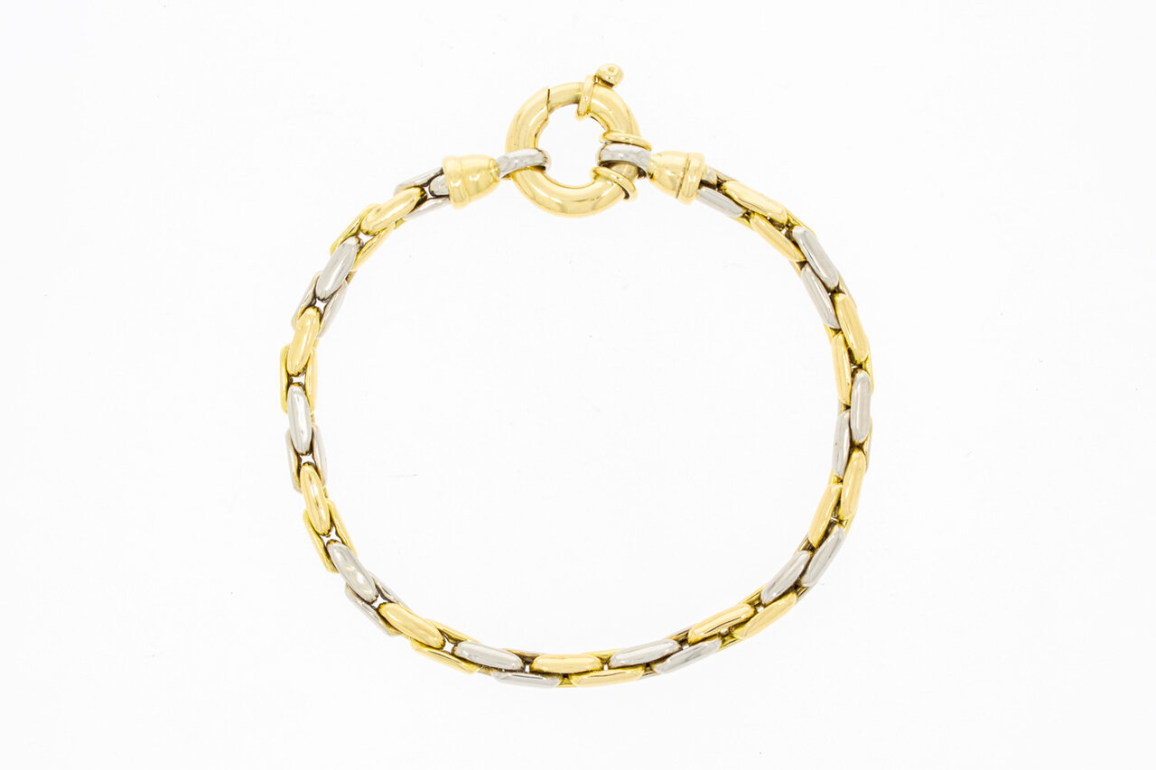 18 Karaat bicolor gouden Anker armband - 20,9 cm