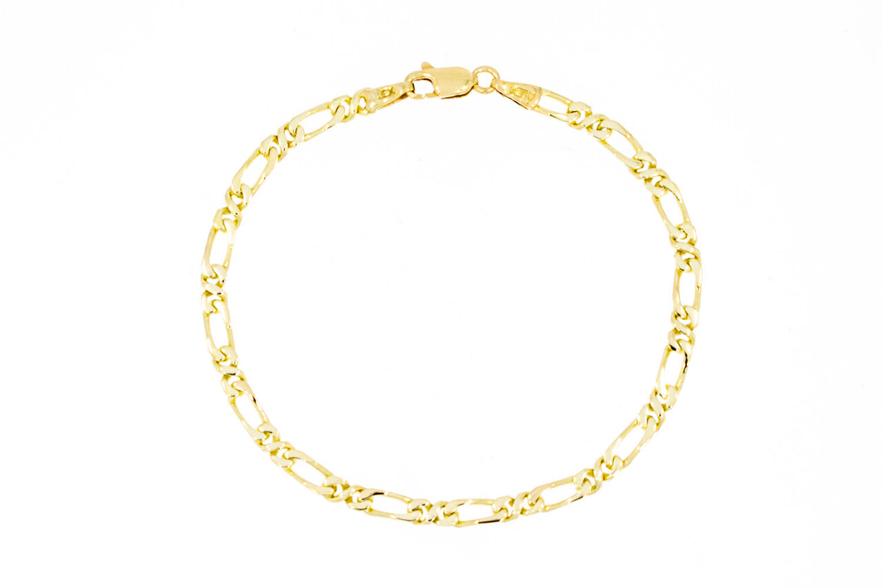 14 Karaat geel gouden Figaro armband - 18,8 cm