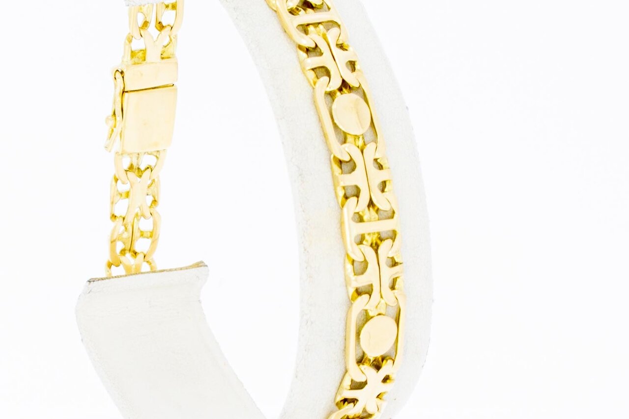 14 Karaat gouden dubbel Anker schakelarmband - 20,5 cm