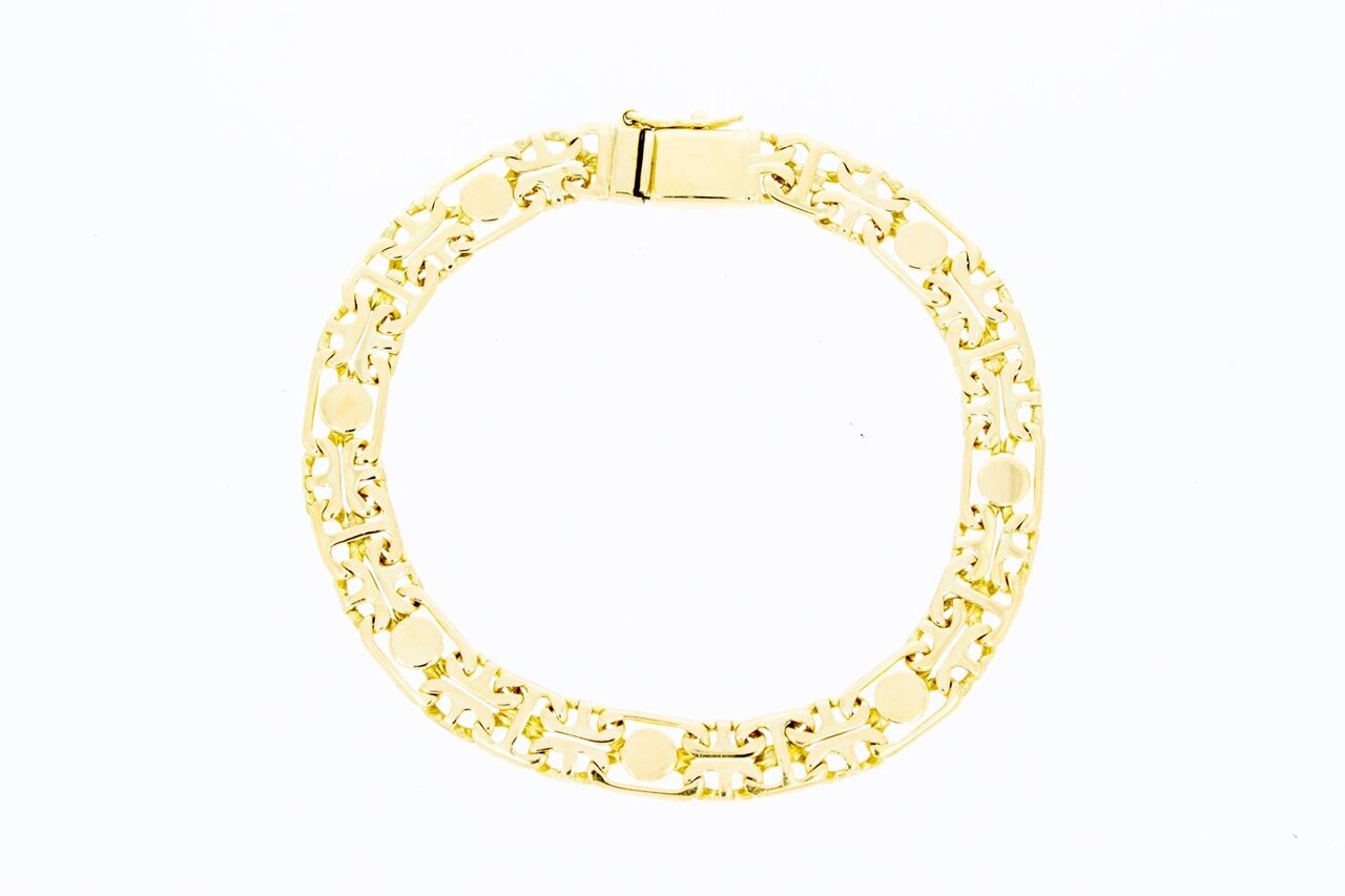 14 Karaat gouden dubbel Anker schakelarmband - 20,5 cm