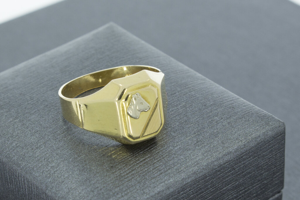 18 Karaat gouden zegelring met Paardenhoofd - 18,8 mm