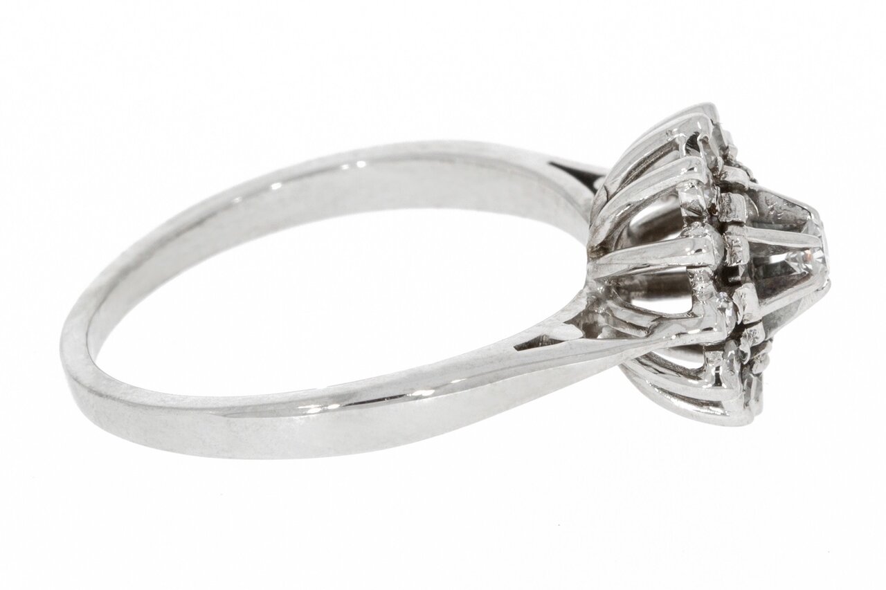18 Karaat witgouden Rozet diamant ring - 17,3